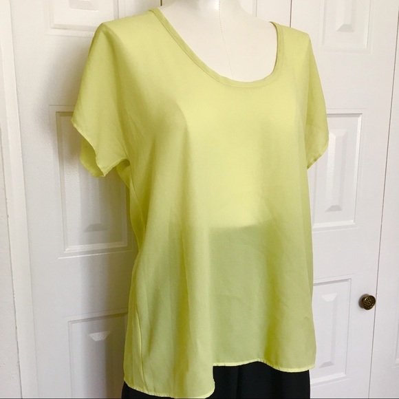 SOPRANO sheer chartreuse blouse S - Picture 1 of 4